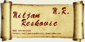 Miljan Resković vizit kartica